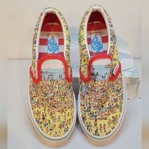 Kids size 1.5 slip on where’s Waldo vans